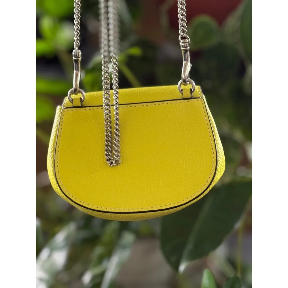 Coach micro bag Morgan Card Case on a Chain Lime Green Leather Mini Crossbody